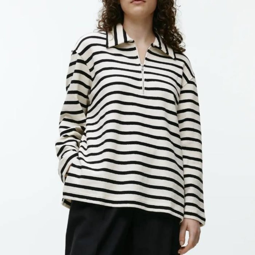 Arket Striped Jersey Polo Shirt - sz M